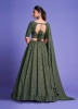 Dark Moss Green Georgette Embroidery & Sequins-Work Lehenga Choli
