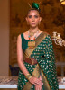 Green Silk Khadi Copper Zari Weaving Party-Wear Saree