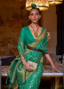 Jade Green Silk Khadi Copper Zari Weaving Party-Wear Saree