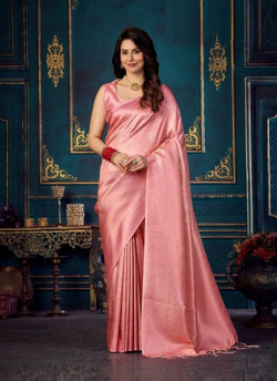 Pink Jacquard Weaving Party-Wear Silk Saree