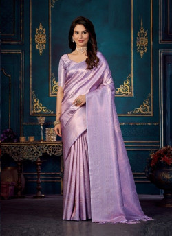 Lavender Jacquard Weaving Party-Wear Silk Saree
