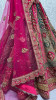 Dark Pink & Dark Teal Green Velvet With Embroidery, Sequins & Handwork Wedding-Wear Bridal Lehenga Choli With Double Dupatta