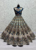 Sea Blue Velvet With Embroidery, Sequins & Handwork Wedding-Wear Bridal Lehenga Choli
