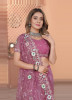 Hot Pink Net Thread-Work Festive-Wear Boutique-Style Saree