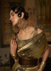 Dark Brown Silk Party-Wear Saree With Zari Weaving