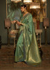 Mint Green Silk Party-Wear Saree With Zari Weaving