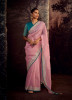Pink Organza Embroidered Party-Wear Saree
