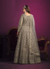 Gray Net Embroidered Party-Wear Floor-Length Salwar Kameez