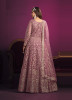 Mauve Pink Net Embroidered Party-Wear Floor-Length Salwar Kameez