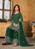 Green Georgette Embroidered Party-Wear Gharara-Bottom Salwar Kameez