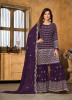 Purple Georgette Embroidered Party-Wear Gharara-Bottom Salwar Kameez
