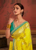 Yellow Dola Silk Embroidered Party-Wear Saree