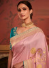 Pink Dola Silk Embroidered Party-Wear Saree