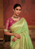 Light Green Dola Silk Embroidered Party-Wear Saree