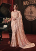 Peach Net Stone-Work Wedding-Wear Bridal Saree