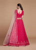 Crimson Red Georgette Sequins-Work Lehenga Choli For Evening Party & Occasions