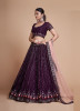Purple Georgette Sequins-Work Lehenga Choli For Evening Party & Occasions