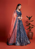 Navy Blue Georgette Sequins-Work Lehenga Choli For Evening Party & Occasions