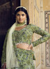 Pista Green Finest Crushed Silk Floral Digitally Printed Party-Wear Lehenga Choli