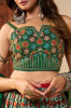 Green Silk Thread-Work Stylish Lehenga Choli For Traditional / Religious Occasions