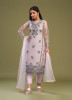Light Lilac Net Thread-Work Party-Wear Straight-Cut Salwar Kameez