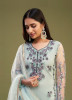 Light Blue Net Thread-Work Party-Wear Straight-Cut Salwar Kameez