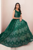 Green Net Mirror-Work Wedding-Wear Bridal Lehenga Choli