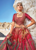 Crimson Red Banarasi Silk Jacquard With Handwork Wedding-Wear Bridal Lehenga Choli
