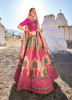 Magenta & Green Banarasi Silk Jacquard With Handwork Wedding-Wear Bridal Lehenga Choli