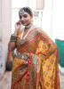 Orange Soft Elegant Patola Weaving Silk Saree For Traditional / Religious Occasions