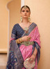 Pink & Blue Patola Silk Printed Saree For Traditional / Religious Occasions