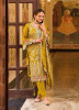 Golden Silk Embroidered Pant-Bottom Readymade Salwar Kameez For Traditional / Religious Occasions