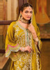 Golden Silk Embroidered Pant-Bottom Readymade Salwar Kameez For Traditional / Religious Occasions