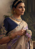 Lilac Dola Silk Embroidered Party-Wear Saree