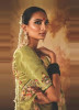 Light Olive Green Kanjivaram Silk Tissue Hand Embroidered Wedding-Wear Saree