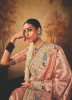 Light Salmon Kanjivaram Silk Tissue Hand Embroidered Wedding-Wear Saree