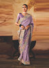 Lilac Kanjivaram Silk Tissue Hand Embroidered Wedding-Wear Saree