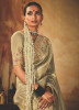 Beige Kanjivaram Silk Tissue Hand Embroidered Wedding-Wear Saree