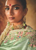 Light Green Kanjivaram Silk Tissue Hand Embroidered Wedding-Wear Saree