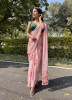 Pink Chiffon Floral Digitally Printed Resort-Wear Saree