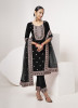 Black Velvet Embroidered Salwar Kameez For Traditional / Religious Occasions