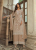 Beige Net Embroidered Festive-Wear Straight-Cut Salwar Kameez