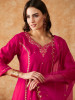 Pink Floral Embroidered Sequinned Kurta With Trouser & Dupatta