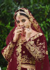 Wine Red Velvet With Coding, Stone, & Embroidery Work Party-Wear Lehenga Choli