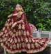 Wine Red Velvet With Coding, Stone, & Embroidery Work Party-Wear Lehenga Choli