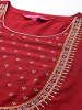 Women Maroon Ethnic Motifs Embroidered Kurta with Trousers & With Dupatta
