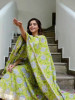 Women Green Floral Printed Empire Gotta Patti Pure Cotton Kurta with Trousers & With Dupatta