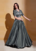 Gray Organza Silk Sequins-Work Wedding-Wear Stylish Lehenga Choli