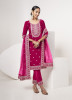 Dark Pink Velvet Embroidered Winter-Wear Readymade Salwar Kameez