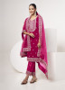 Dark Pink Velvet Embroidered Winter-Wear Readymade Salwar Kameez